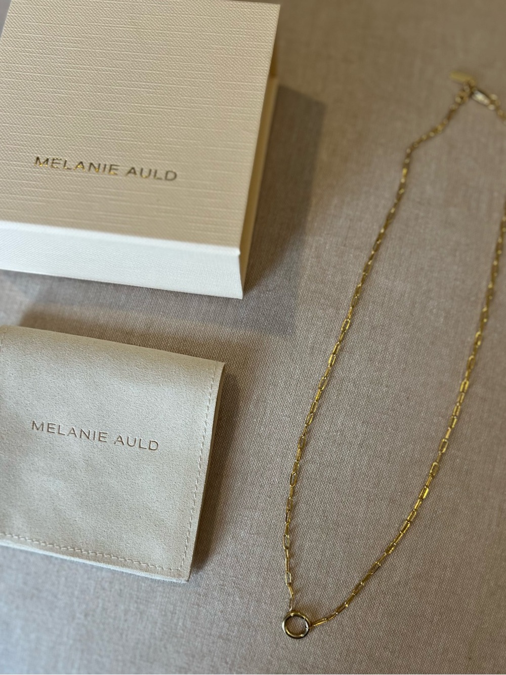 Melanie Auld Delicate Circle Clasp Necklace 14k Gold Vermeil